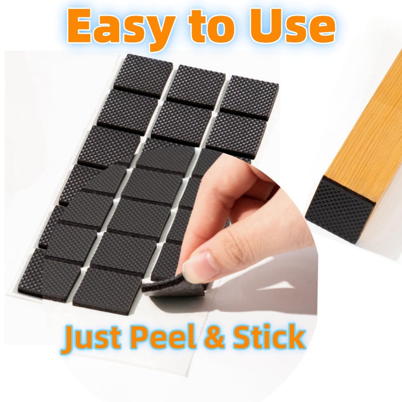Furnigear Non Slip Furniture Pads - Self Adhesive Rubber Anti Skid Pads Grippers Rubber Chair Feet Furniture Pads for Hardwood Floors -Protectors for Furniture Table Legs Anti Slip 108 Pcs 1"" Square - Image 5